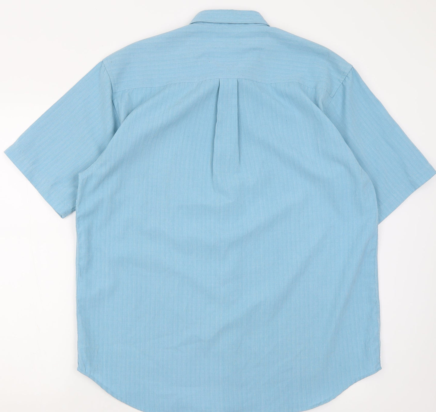 Mens UK Size L defined Blue  Button-Up Short Sleeve Casual Shirt