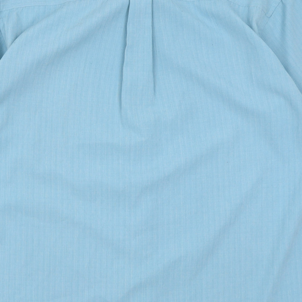Mens UK Size L defined Blue  Button-Up Short Sleeve Casual Shirt