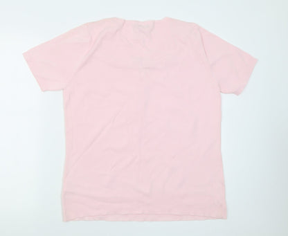 Laura D Womens Pink  Viscose Basic T-Shirt Size S V-Neck