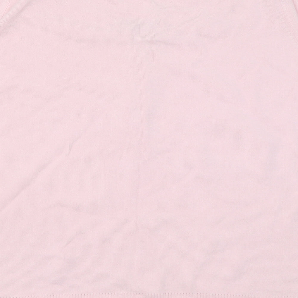Laura D Womens Pink  Viscose Basic T-Shirt Size S V-Neck