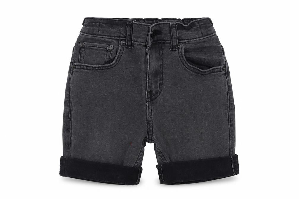 Front view of Tu boys’ grey cotton bermuda shorts, size 7, years regular buckle