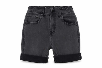 Front view of Tu boys’ grey cotton bermuda shorts, size 7, years regular buckle