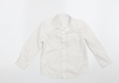 Additional front view of F&F boys’ white polyester basic button-up, size 5-6, years collared button