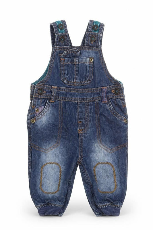 Marks and Spencer Baby Blue  Cotton Pinafore/Dungaree Dress  Size 0-3 Months  Square Neck Button