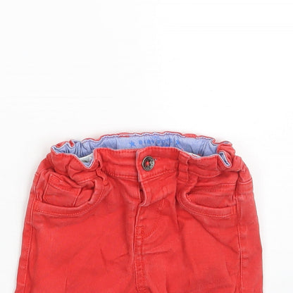 Marks and Spencer Baby Red  Cotton Cropped Jeans Size 3-6 Months  Button