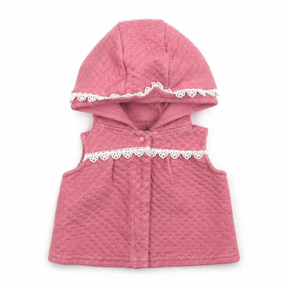 Front view of Catherine Malandrino girls’ pink 100% cotton cardigan jumper, size 6-9, months button