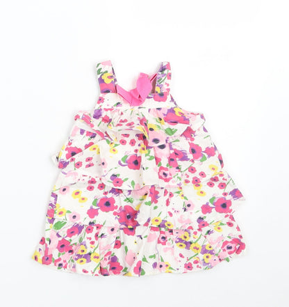 UBS2 Girls Multicoloured Floral 100% Cotton A-Line  Size 9-12 Months  Square Neck Button