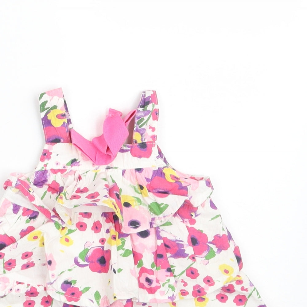 UBS2 Girls Multicoloured Floral 100% Cotton A-Line  Size 9-12 Months  Square Neck Button