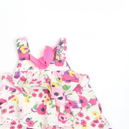 UBS2 Girls Multicoloured Floral 100% Cotton A-Line  Size 9-12 Months  Square Neck Button