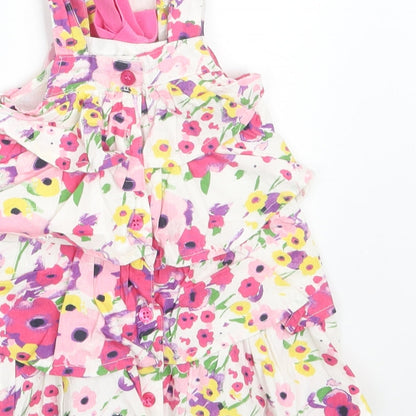 UBS2 Girls Multicoloured Floral 100% Cotton A-Line  Size 9-12 Months  Square Neck Button