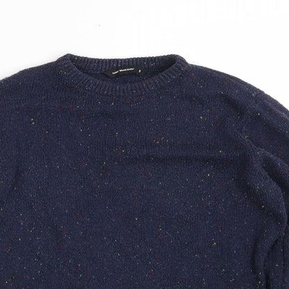 Cedar Wood State Mens Blue Crew Neck  Acrylic Pullover Jumper Size S