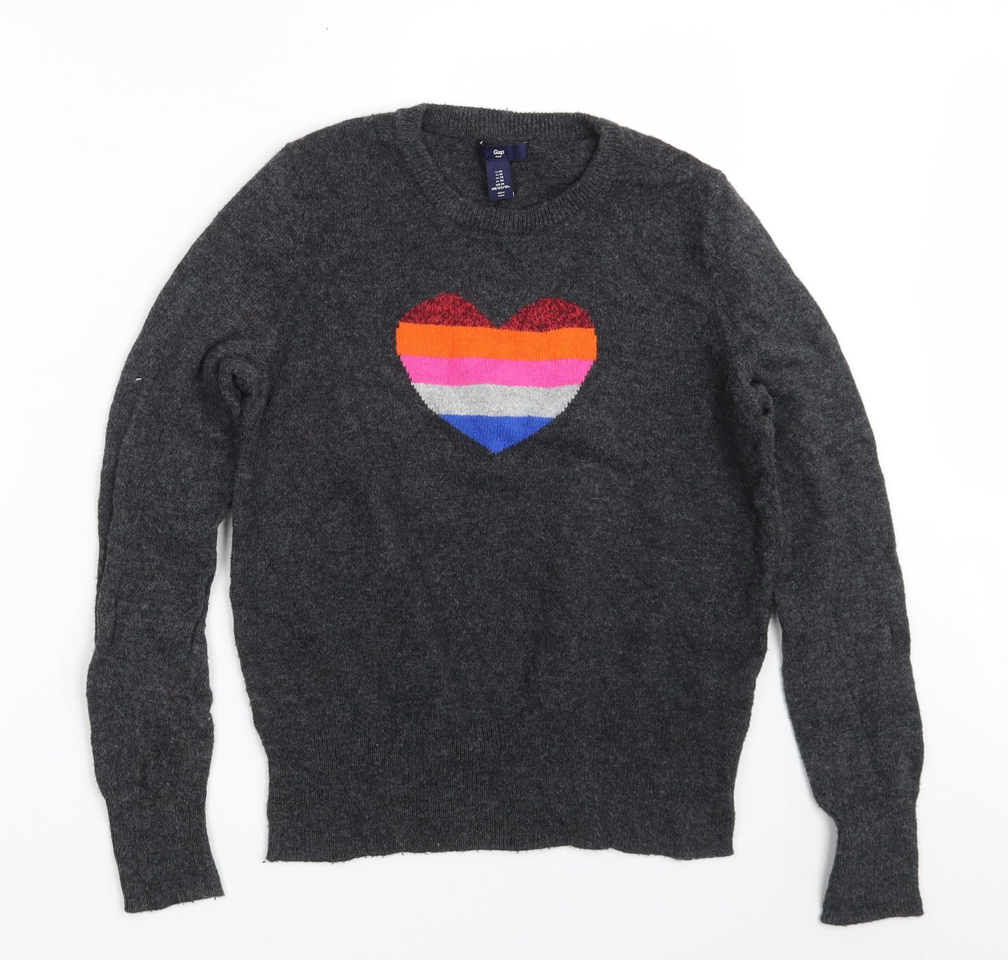 Gap Girls Grey Crew Neck  Cotton Pullover Jumper Size M   - 165 cm