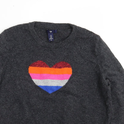 Gap Girls Grey Crew Neck  Cotton Pullover Jumper Size M   - 165 cm