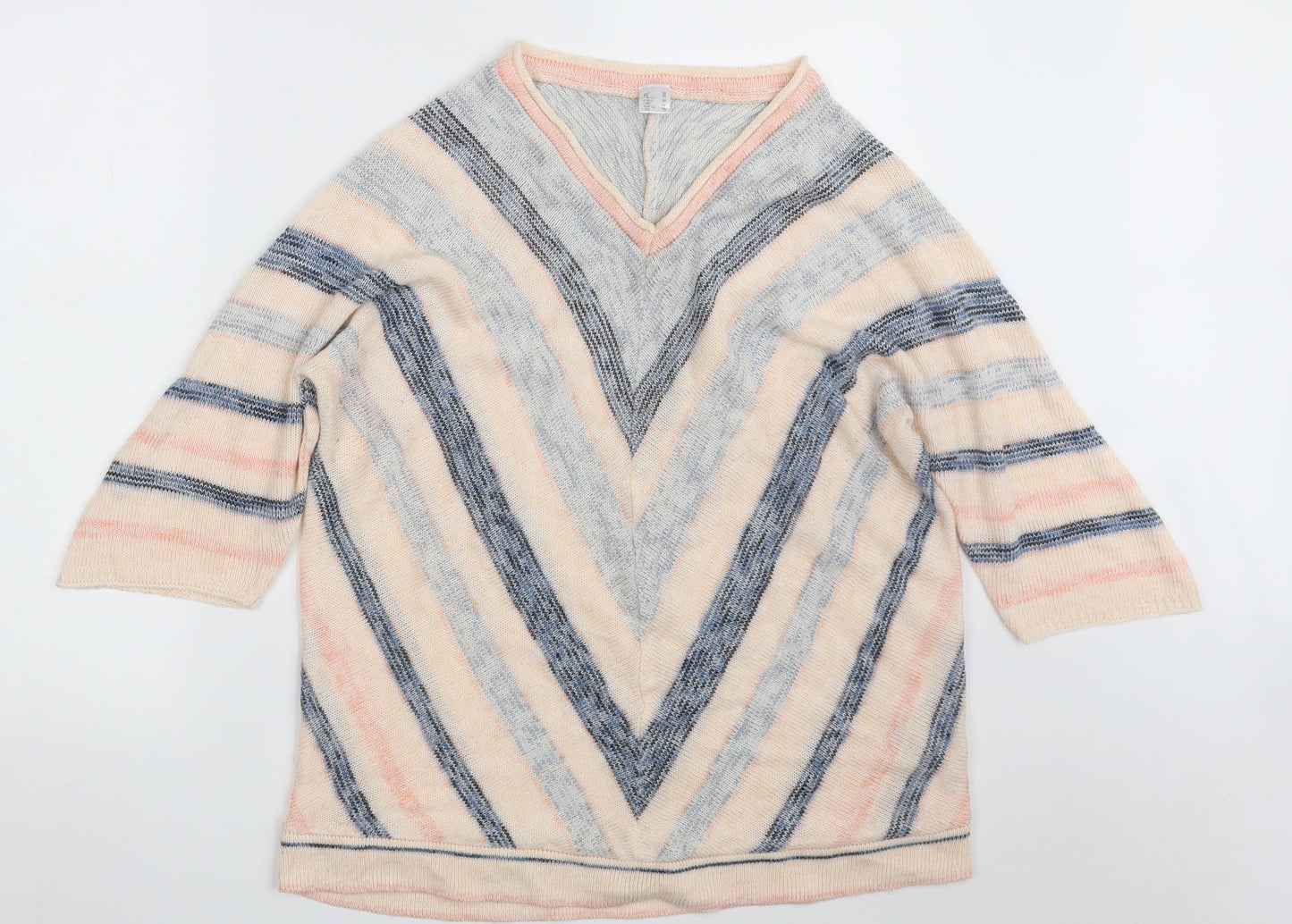 AproductZ GmbH Womens Multicoloured V-Neck Geometric Acrylic Pullover Jumper Size 22