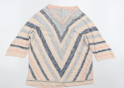 AproductZ GmbH Womens Multicoloured V-Neck Geometric Acrylic Pullover Jumper Size 22