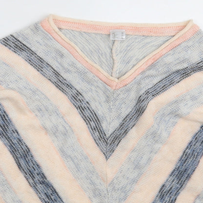 AproductZ GmbH Womens Multicoloured V-Neck Geometric Acrylic Pullover Jumper Size 22