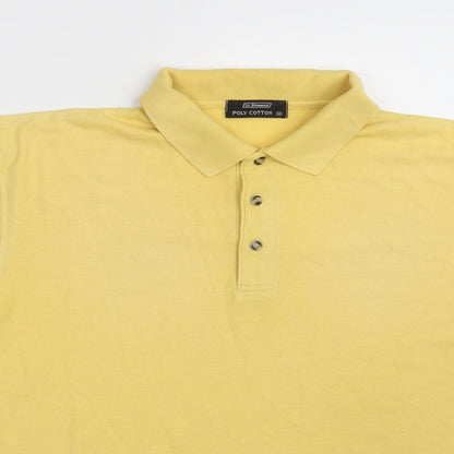 St. Bernard Mens Yellow  Polyester  Polo Size M Collared Button