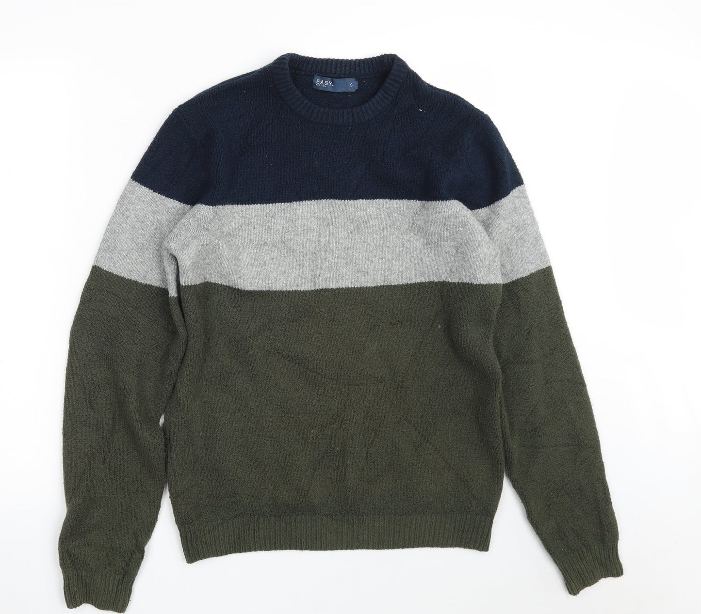 Easy Mens Multicoloured Crew Neck  Cotton Pullover Jumper Size S   - Colorblock