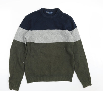 Easy Mens Multicoloured Crew Neck  Cotton Pullover Jumper Size S   - Colorblock