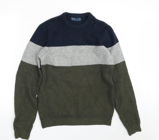 Easy Mens Multicoloured Crew Neck  Cotton Pullover Jumper Size S   - Colorblock