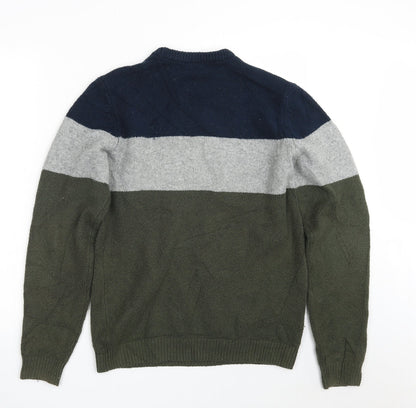 Easy Mens Multicoloured Crew Neck  Cotton Pullover Jumper Size S   - Colorblock