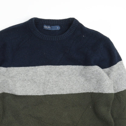 Easy Mens Multicoloured Crew Neck  Cotton Pullover Jumper Size S   - Colorblock