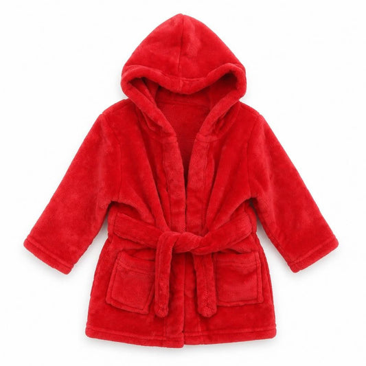 Primark Baby Red Solid 100% Polyester Babydoll Robe Size 6-9 Months   - Pockets