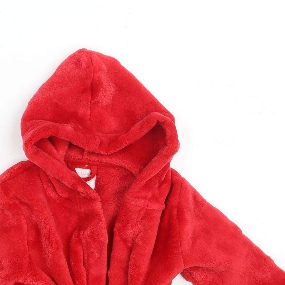Close-up detail of Primark Baby Red Solid 100% Polyester Babydoll Robe, size 6-9, Months - Pockets