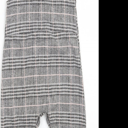 Primark Girls Grey Check Polyester Pinafore/Dungaree Dress  Size 9-12 Months  Square Neck Button
