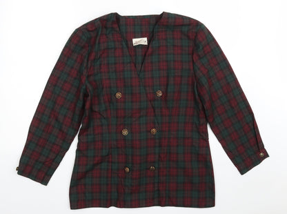 Rebecca Sheldon Womens Multicoloured Check  Jacket Blazer Size 10  Button
