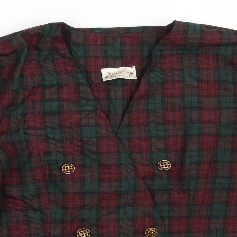 Rebecca Sheldon Womens Multicoloured Check  Jacket Blazer Size 10  Button