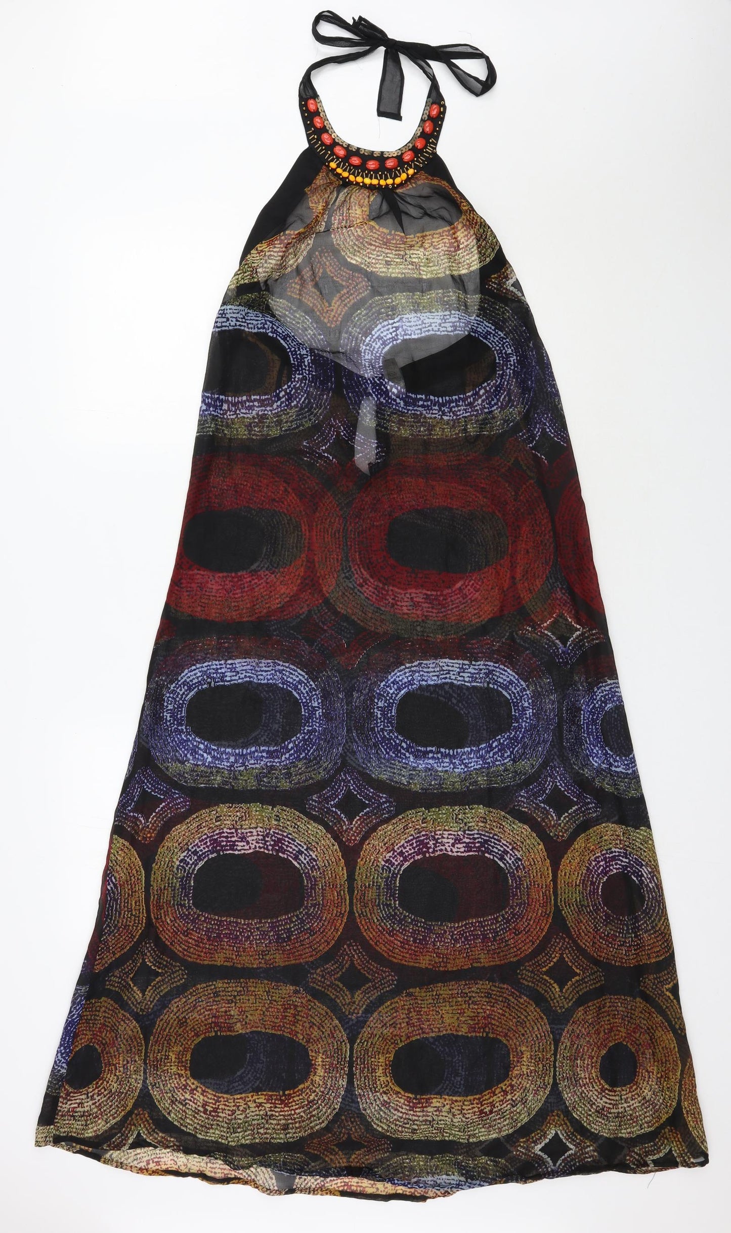 Primark Womens Multicoloured Geometric Polyester Kaftan  Size 8  Halter Tie