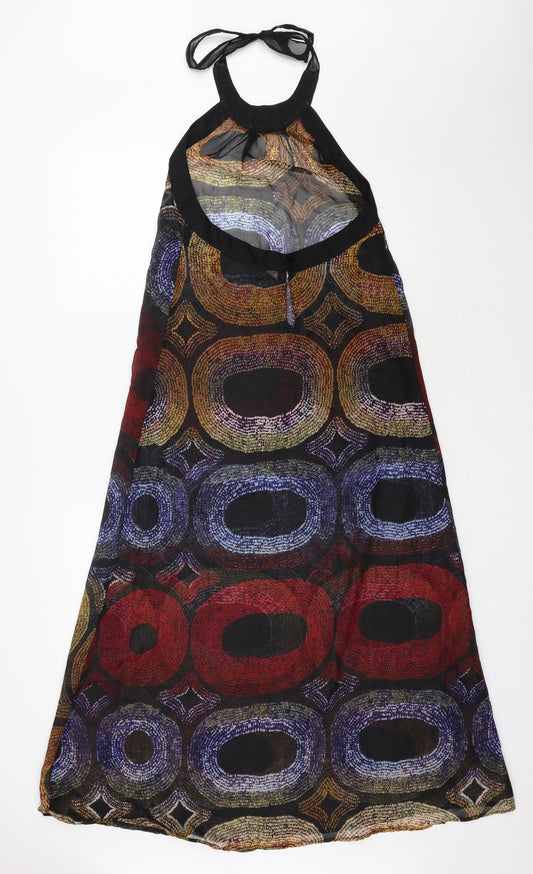 Primark Womens Multicoloured Geometric Polyester Kaftan  Size 8  Halter Tie