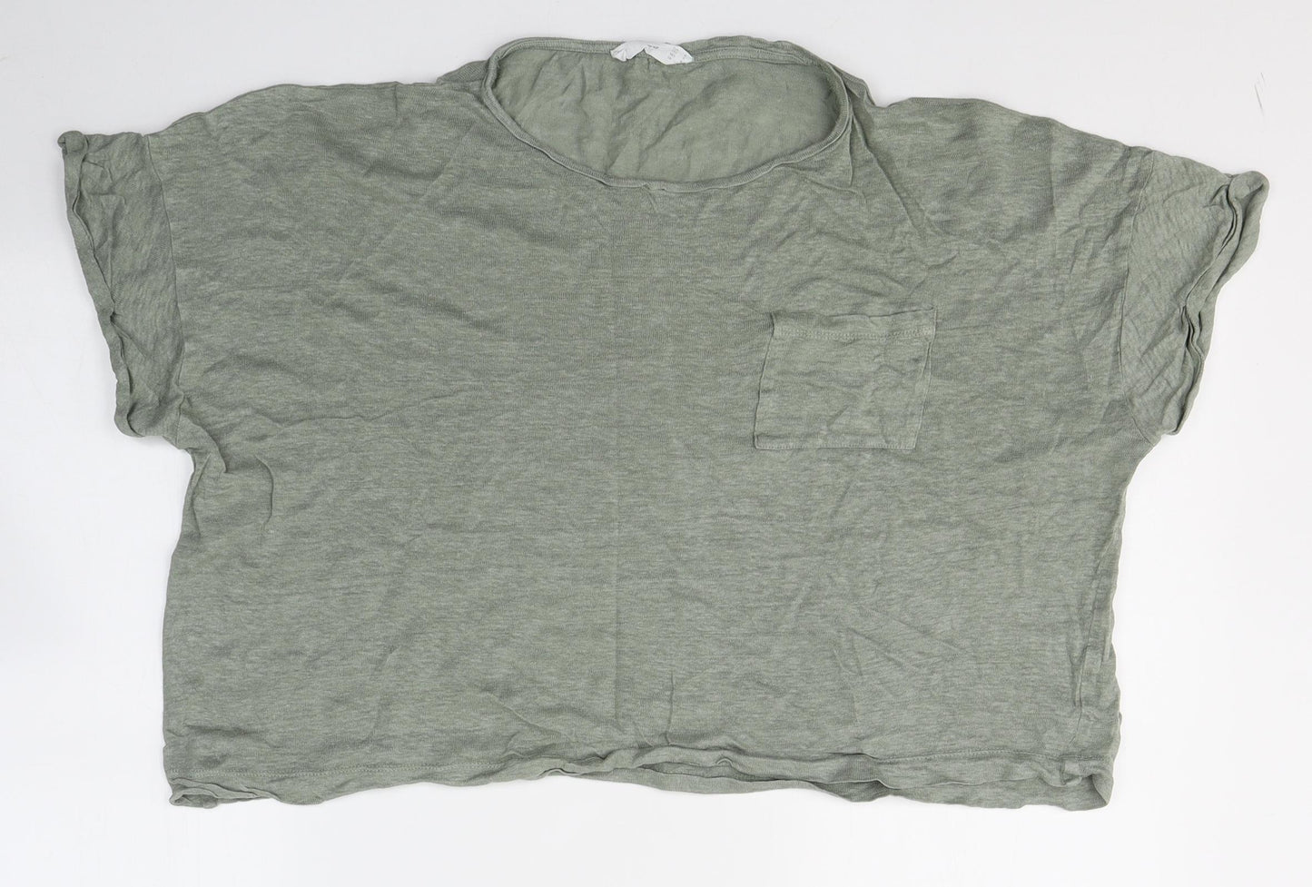 Womens UK Size M Mango Green Basic T-Shirt