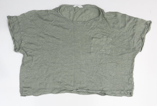 Womens UK Size M Mango Green Basic T-Shirt