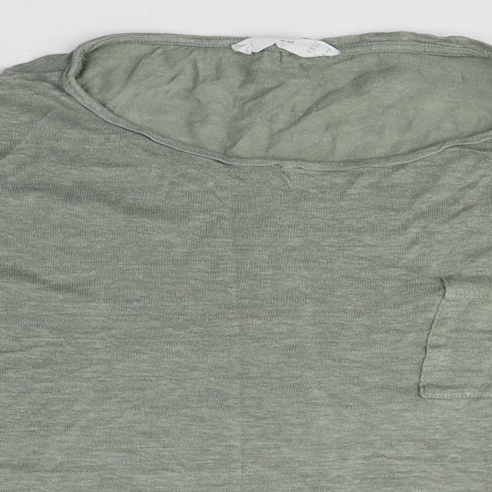 Womens UK Size M Mango Green Basic T-Shirt