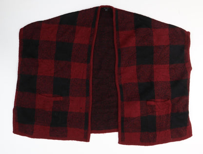 Primark Womens Red V-Neck Plaid Acrylic Cardigan Jumper Size S