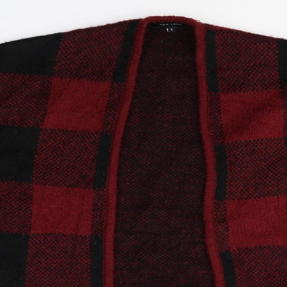 Primark Womens Red V-Neck Plaid Acrylic Cardigan Jumper Size S