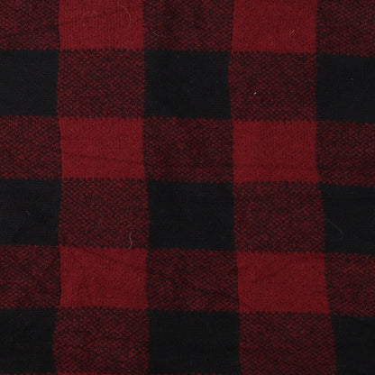 Primark Womens Red V-Neck Plaid Acrylic Cardigan Jumper Size S