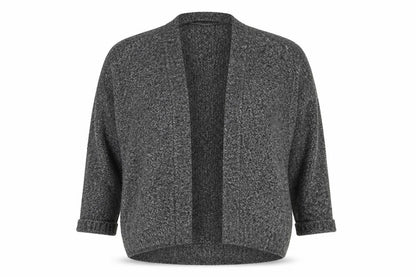 Front view of Atmosphere women’s grey v-neck acrylic cardigan jumper, size UK 8