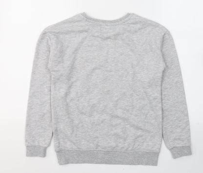 Back view of Primark girls’ grey cotton pullover sweatshirt, size 10-11, years pullover