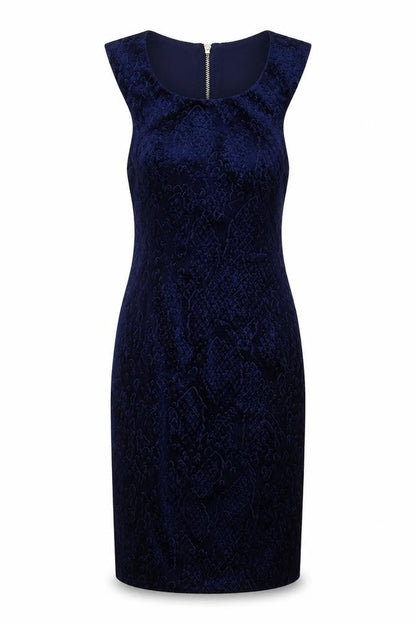 Topshop Womens Blue Geometric Polyester A-Line  Size 6  Round Neck Zip