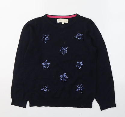 Desert Lily Girls Blue  Acrylic Basic Casual Size 9 Years Round Neck Pullover