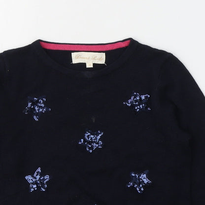 Desert Lily Girls Blue  Acrylic Basic Casual Size 9 Years Round Neck Pullover