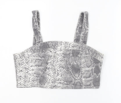 Womens UK Size 12 New Look Grey Cropped Tank