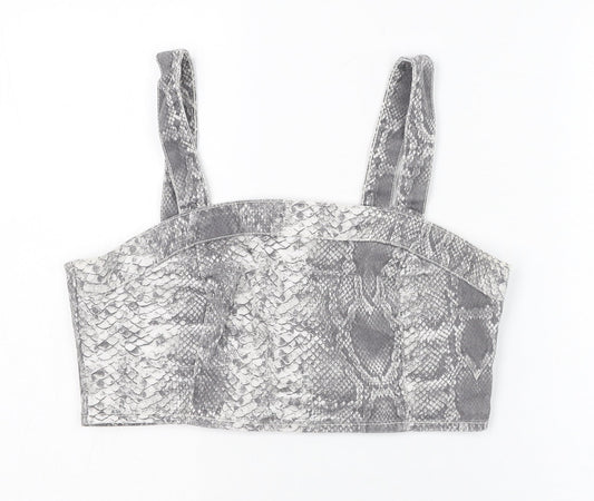 Womens UK Size 12 New Look Grey Cropped Tank