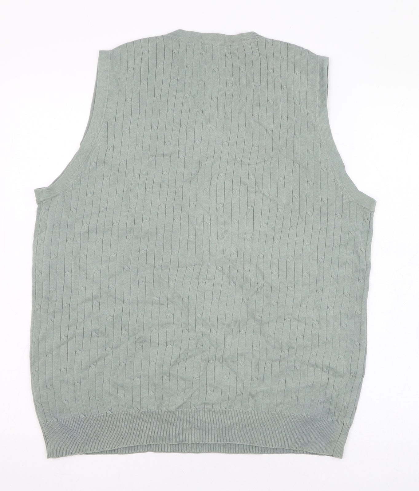 BHS Mens Green V-Neck  Cotton Pullover Jumper Size S