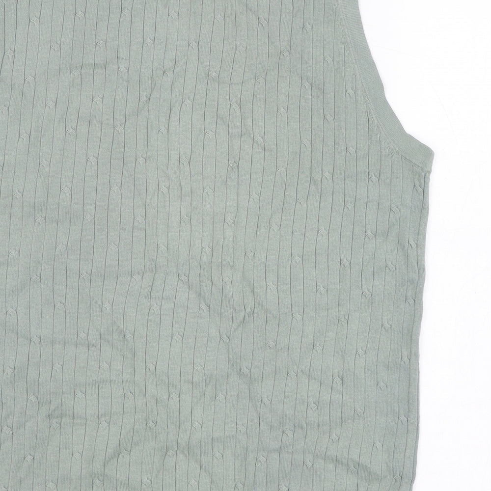 BHS Mens Green V-Neck  Cotton Pullover Jumper Size S