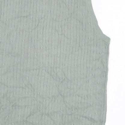 BHS Mens Green V-Neck  Cotton Pullover Jumper Size S