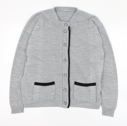 Womens UK Size 10 Preworn Grey Cardigan Jumper